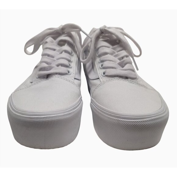 Vans White Canvas Lace-Up Sneakers Size 7M/8.5W Classic Style - Picture 2 of 12